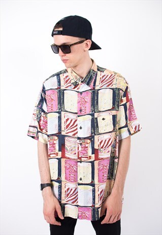 VINTAGE 90S COLOURFUL SHORT SLEEVE SHIRT