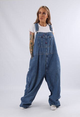 VINTAGE DICKIES DENIM DUNGAREES PLUS SIZE UK 28 7XL (8CH)
