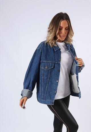 DENIM JACKET OVERSIZED FITTED VINTAGE UK 18 (C5D)