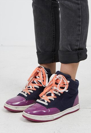 VINTAGE NAVY PURPLE ORANGE NIKE HI-TOPS TRAINERS