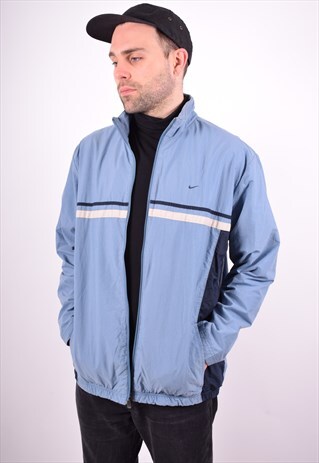 NIKE MENS VINTAGE TRACKSUIT TOP JACKET XL BLUE 90'S