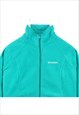 COLUMBIA 90'S SPELLOUT LOGO ZIP UP FLEECE LARGE TURQUOISE BL