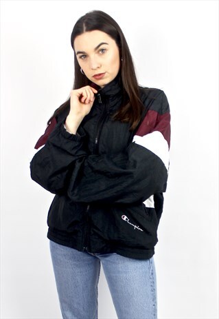 90'S RETRO BLACK & RED OVERSIZED TRACK JACKET