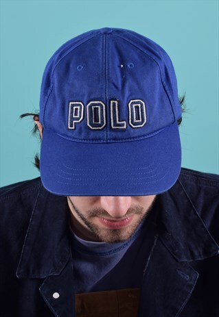 VINTAGE POLO RALPH LAUREN BLUE EMBROIDERED CAP