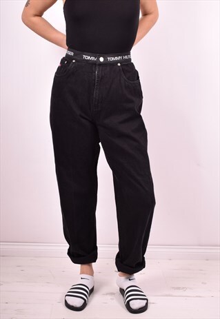 TOMMY HILFIGER WOMENS VINTAGE JEANS W30 L32 BLACK 90'S