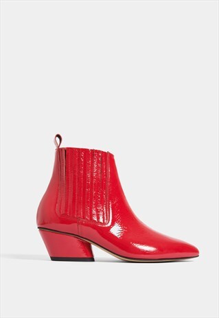 RED ANKLE BOOTS WITH ELASTIC GUM