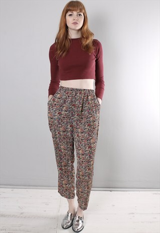 VINTAGE 90S FLORAL PATTERNED CROPPED TROUSERS