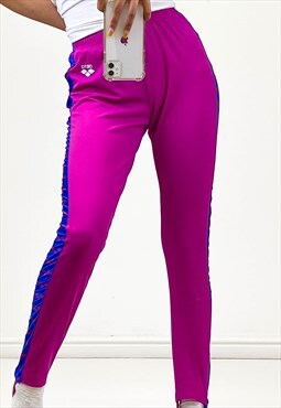 Vintage Arena Joggers Pink Slim Fit With Patterns Stretchy 