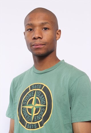 VINTAGE STONE ISLAND BIG SPELL OUT LOGO T-SHIRT GREEN