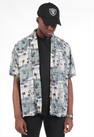 VINTAGE ABSTRACT CRAZY PRINT SHIRT