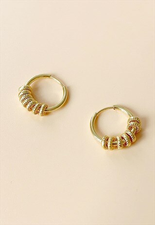 GOLDEN ETHNIC HOOP EARRINGS
