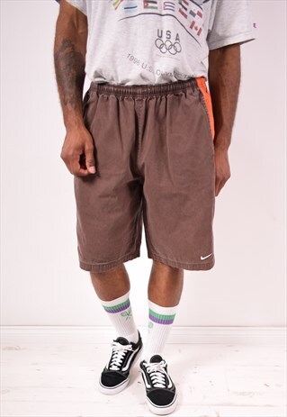 NIKE MENS VINTAGE SHORTS LARGE BROWN 90S