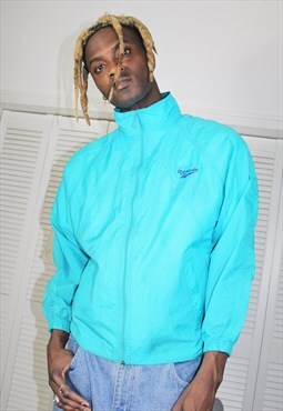 Vintage 90's Blue Embroidered Spell Out Reebok Jacket