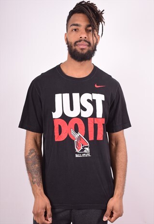 NIKE MENS VINTAGE T-SHIRT TOP LARGE BLACK 90S