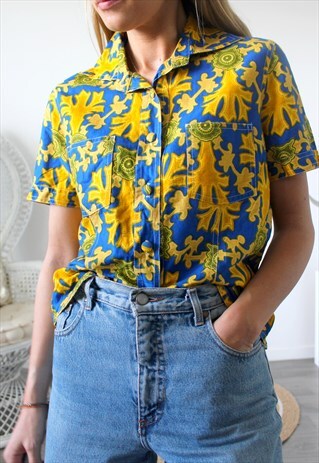 VINTAGE SHIRT SIZE S/M PRINTED WAX