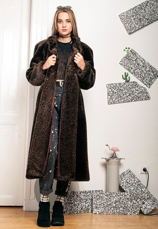 80S VINTAGE FAUX FUR WINTER COAT