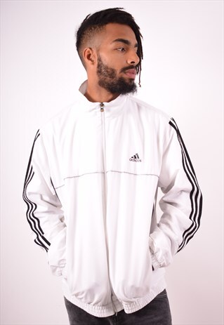 ADIDAS MENS VINTAGE TRACKSUIT TOP JACKET XL WHITE 90S