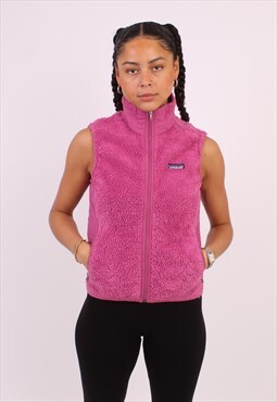 "Women's Vintage Patagonia Pink Teddy Bear Fleece Gilet 