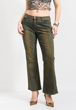 Vintage Y2K jeans bootcut leg dirty denim women