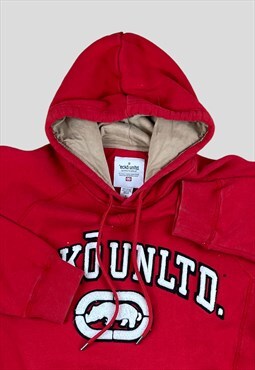 Ecko 00s red hoodie embroidered and embossed logo on chest
