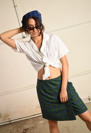 VINTAGE 90S FESTIVAL MINI KILT SKIRT WITH TARTAN PRINT