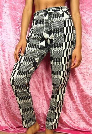 KENTE BLACK AND WHITE TROUSERS