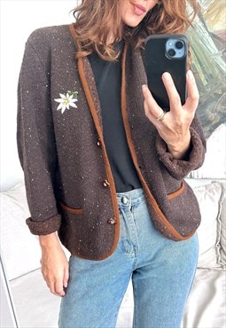 Brown Wool Country Jacket / Cardigan - S