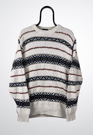 VINTAGE ST. MICHAEL PATTERNED KNIT JUMPER MEDIUM