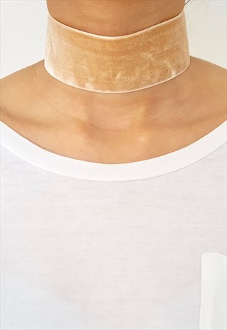 MEDIUM VELVET CHOKER - BEIGE