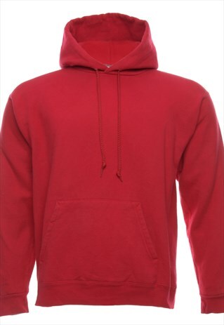 VINTAGE RED HOODED SWEATSHIRT - M