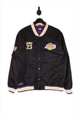 Men's NBA LA Lakers 23 James Satin Jacket Size 2XL