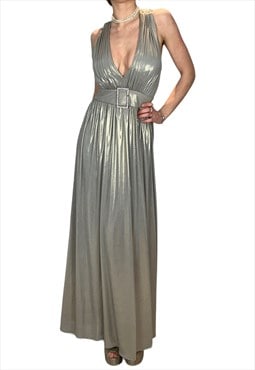 Silver Ball Gown Evening Prom Dress