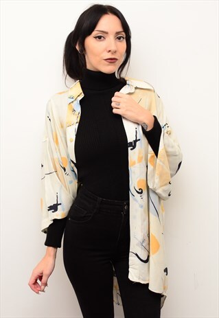 VINTAGE 90'S ARTY ABSTRACT RETRO CRAZY PATTERNED SHIRT