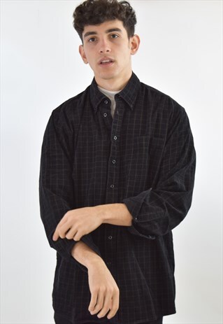 VINTAGE BLACK CORD CORDUROY CHECK SHIRT