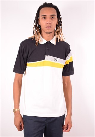 FILA MENS VINTAGE T-SHIRT TOP LARGE MULTI 90S