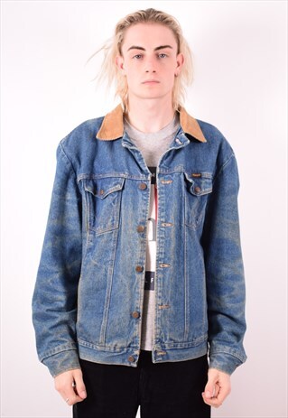 WRANGLER MENS VINTAGE DENIM JACKET XL BLUE 90S