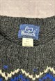 VINTAGE WOOLRICH KNITTED JUMPER PATTERNED GRANDAD SWEATER