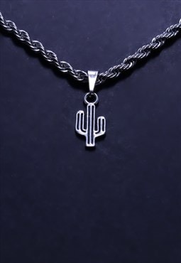CRW Silver Minimalist Cactus Necklace 