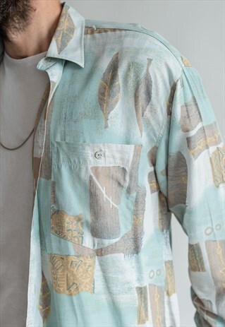 VINTAGE 80S ABSTRACT PATTERN SHIRT IN LONG SLEEVE