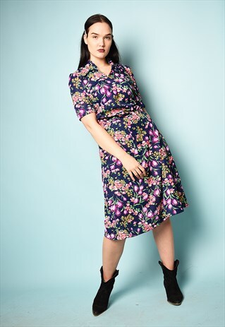 VINTAGE 70'S RETRO PARIS CHIC FLORAL PRINT CO-ORD TWO PIECE