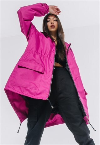 WINDBREAKER PARKA COAT IN FUSCHIA