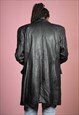 VINTAGE BAMHOE BARCELONA 3/4 LEATHER JACKET IN BLACK L