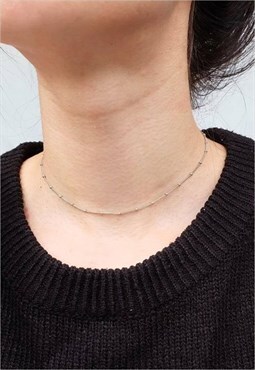Dot Layered Chain Necklace Women Sterling Silver Necklace