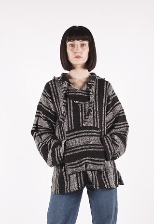 VINTAGE 90S BAJA HEAVY KNIT STRIPED HOODIE /MM3725