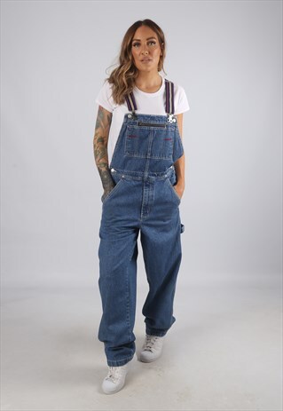 VINTAGE DENIM DUNGAREES BICH REWORKED UK 12 M (9AL)