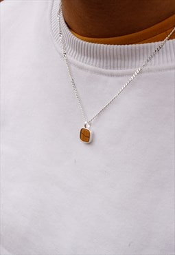 RayTiger's Eye and Sterling Silver Pendant