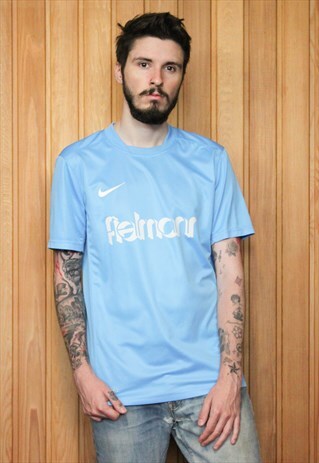 VINTAGE 1990S BLUE NIKE FOOTBALL SHIRT