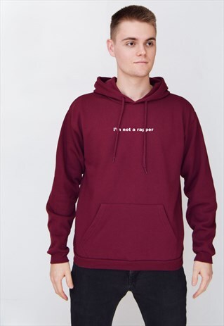 BURGUNDY I'M NOT A RAPPER (WHITE) HOODIE