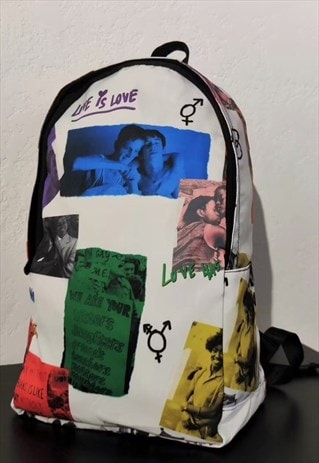 Gay bag LGBT support backpack love is love rucksack white