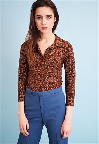 70'S RETRO MOD MONOCHROME TOP BLOUSE